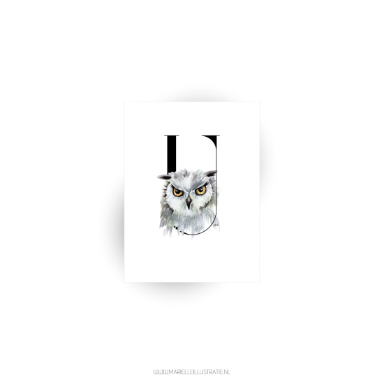 letterkaart U marielleillustratie