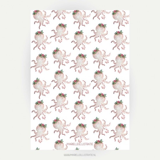 Mi152 1 l web v 01 octopus op wenskaart patroon roze