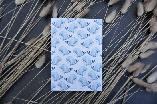 wenskaart met walvis patroon 10x15cm