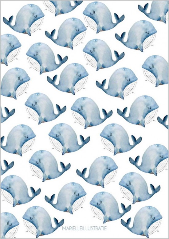 wenskaart met walvis patroon 10x15cm