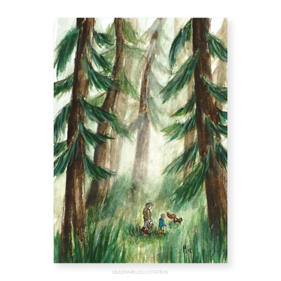 Mi298 in het bos   kaart 10x15    marielleillustratie 03