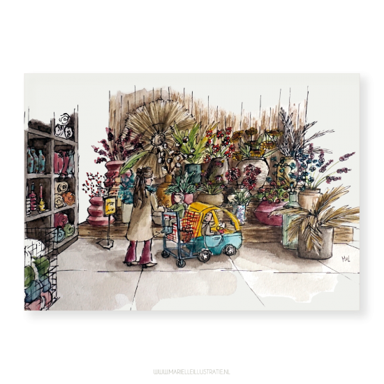 Mi301   bloemenwinkel   kaart 10x15   marielleillustratie 03