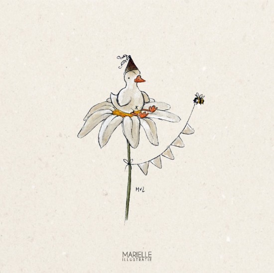 Mi303 eend op bloen   marielleillustratie 05