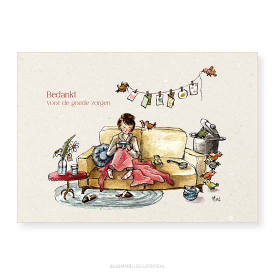Mi307 bedankt voor de goede zorgen   kaart 10x15   marielleillustratie 03
