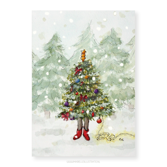 Mi308 kerstboom   kaart 10x15    marielleillustratie 03
