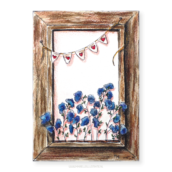 Mi311 schilderij met bloemen   kaart 10x15   marielleillustratie 03
