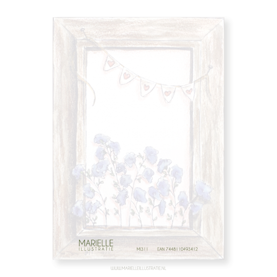 Mi311 schilderij met bloemen   kaart 10x15   marielleillustratie 04