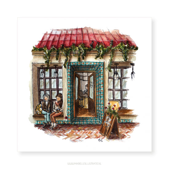 Mi321 koffie met mama   kaart 12x12   marielleillustratie 11