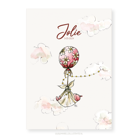 Mi341 geboortekaart meisje ballon   marielleillustratie 04