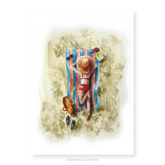 Mi361 zomers op handdoek   marielleillustratie 03