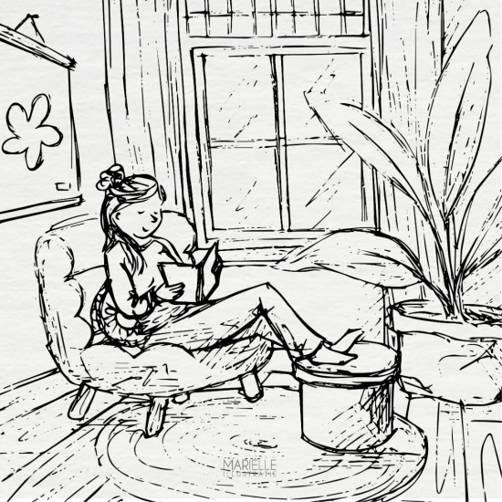 Mi407 boek lezen   lijnen   marielleillustratie 06